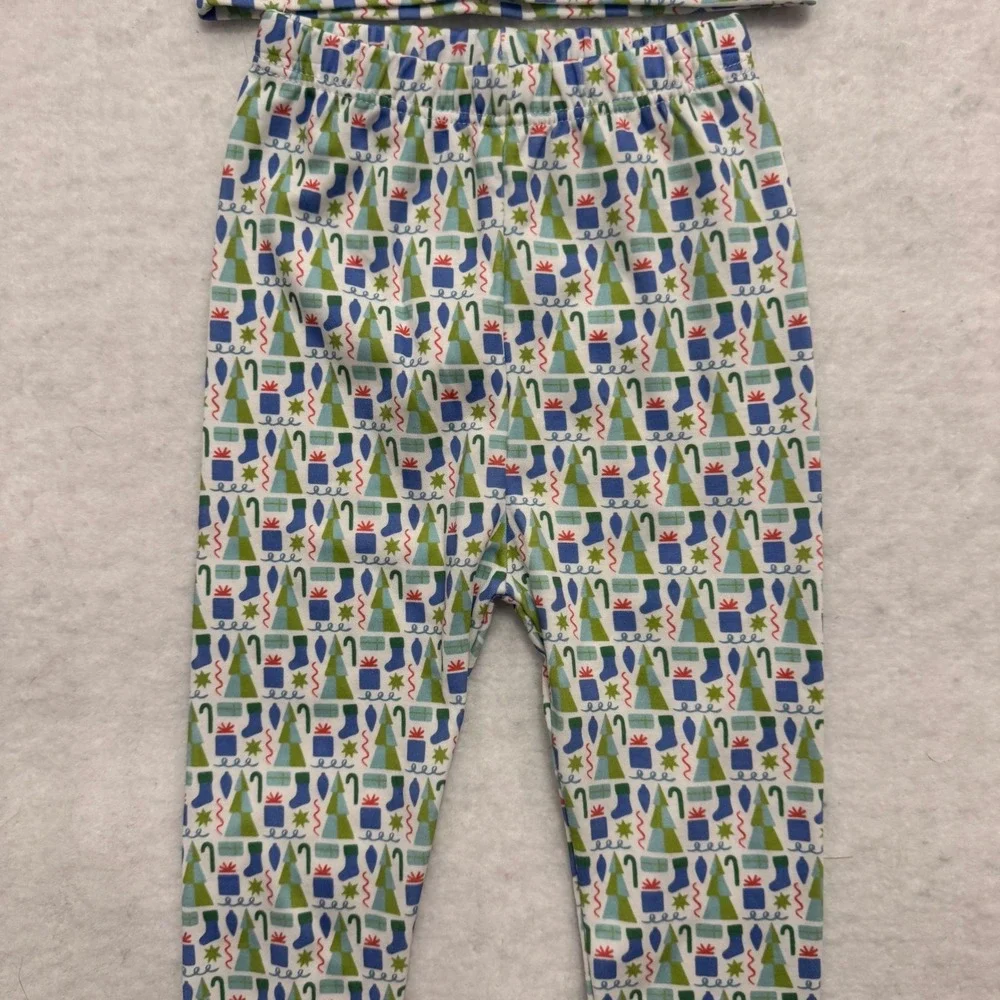 Lila & Hayes Christmas Pima Cotton Pajama Set 12-18M‎ Green Holiday Henley NWT